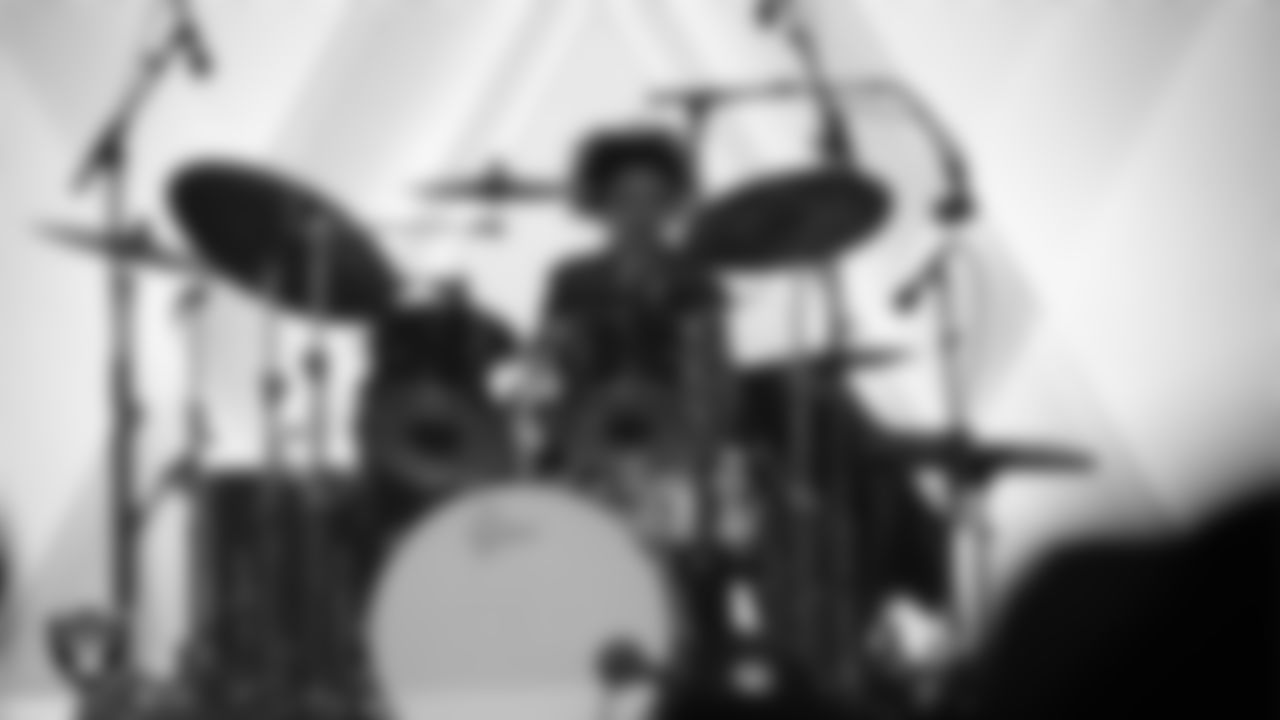 The Power of 3 performs at the Modelo Tailgate Zone before the Las Vegas Raiders' regular season home game against the Dallas Cowboys at Allegiant Stadium.