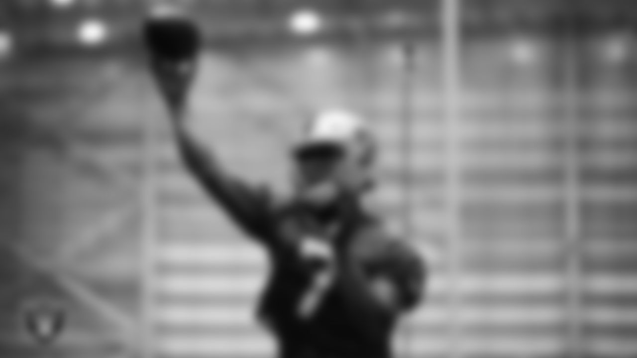Las Vegas Raiders quarterback Geno Smith (7) during practice at Intermountain Health Performance Center.
