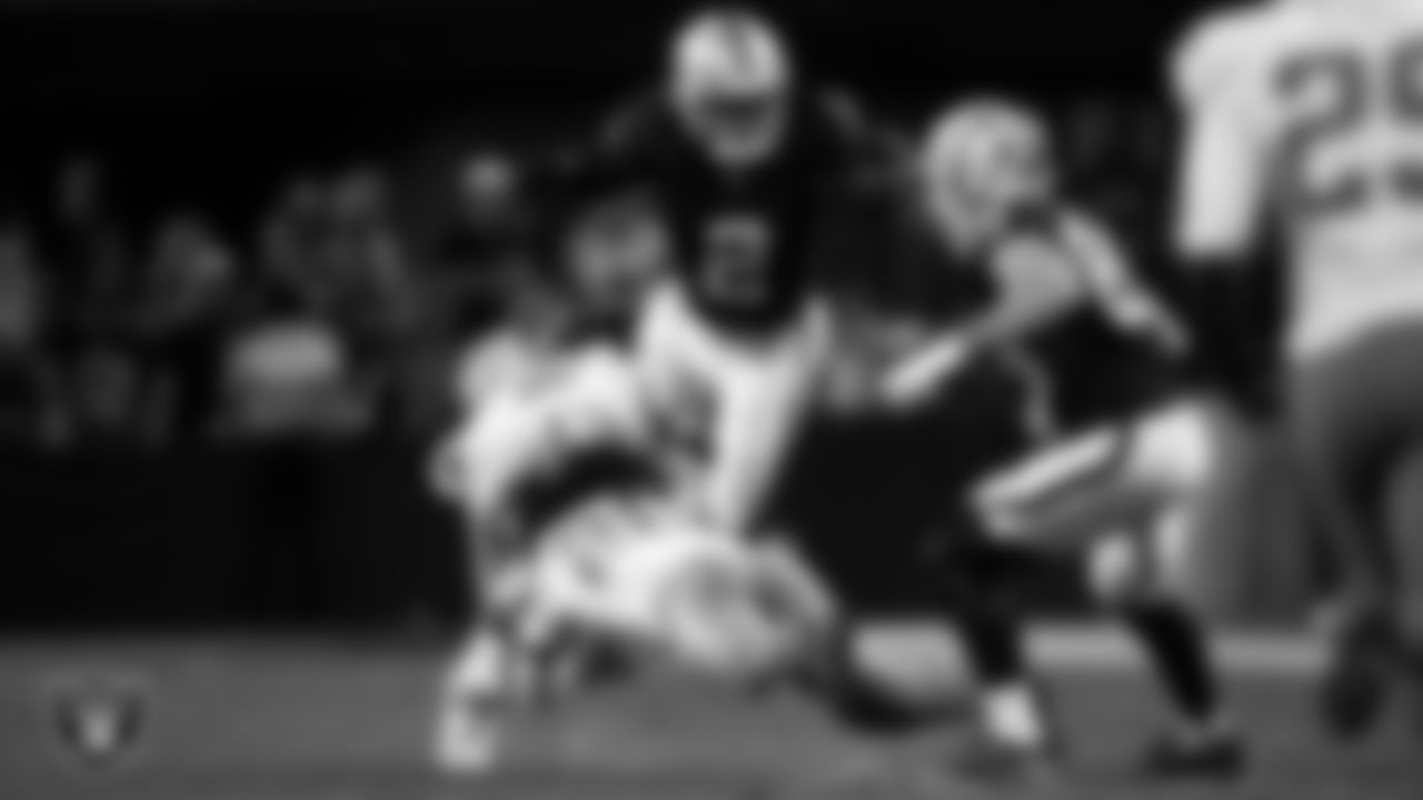 Las Vegas Raiders running back Ashton Jeanty (2) rushes during the regular season home game against the Los Angeles Chargers at Allegiant Stadium.