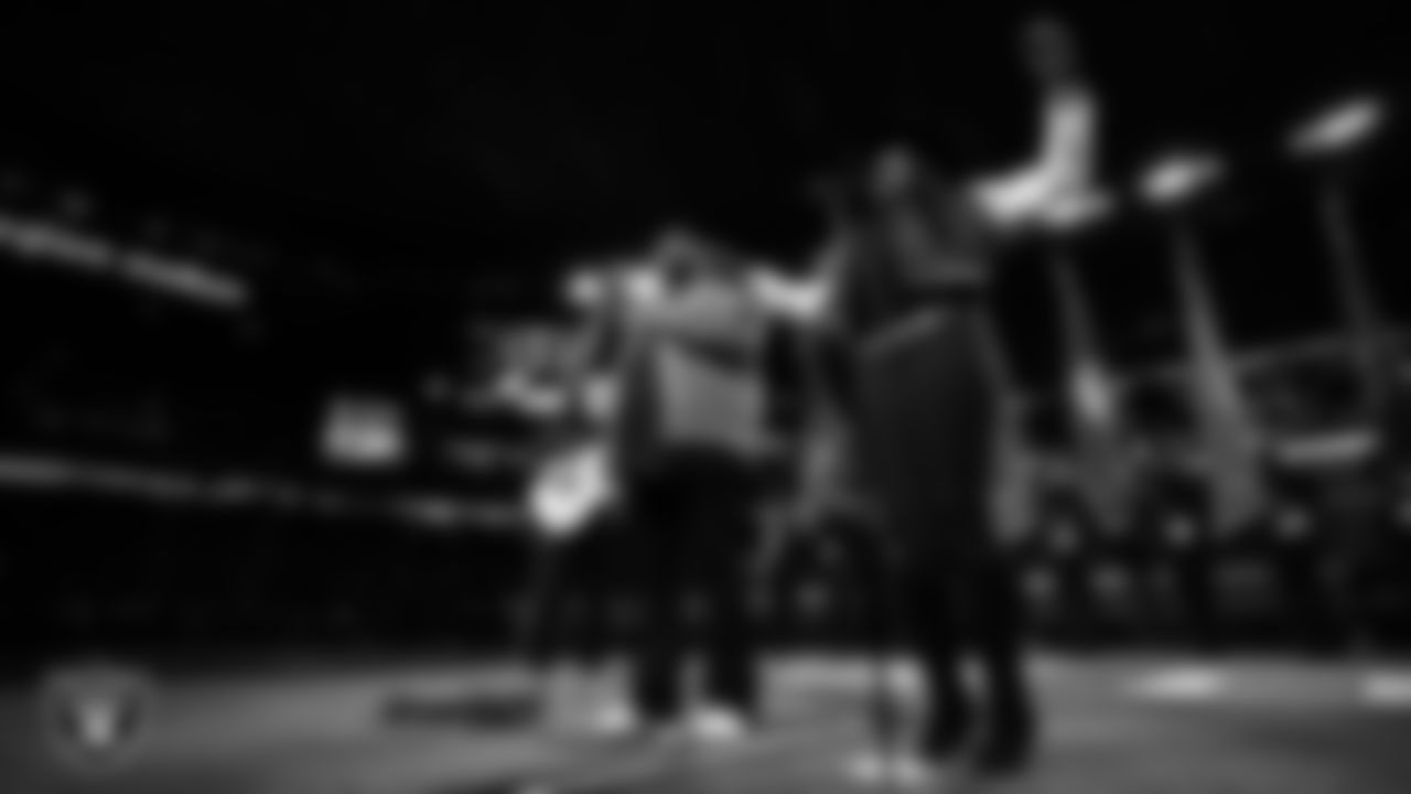 Musical duo The War and Treaty performs the national anthem while the Rancho High School Air Force JROTC Honor Guard presents the nation's colors before the Las Vegas Raiders' regular season home game against the Dallas Cowboys at Allegiant Stadium.