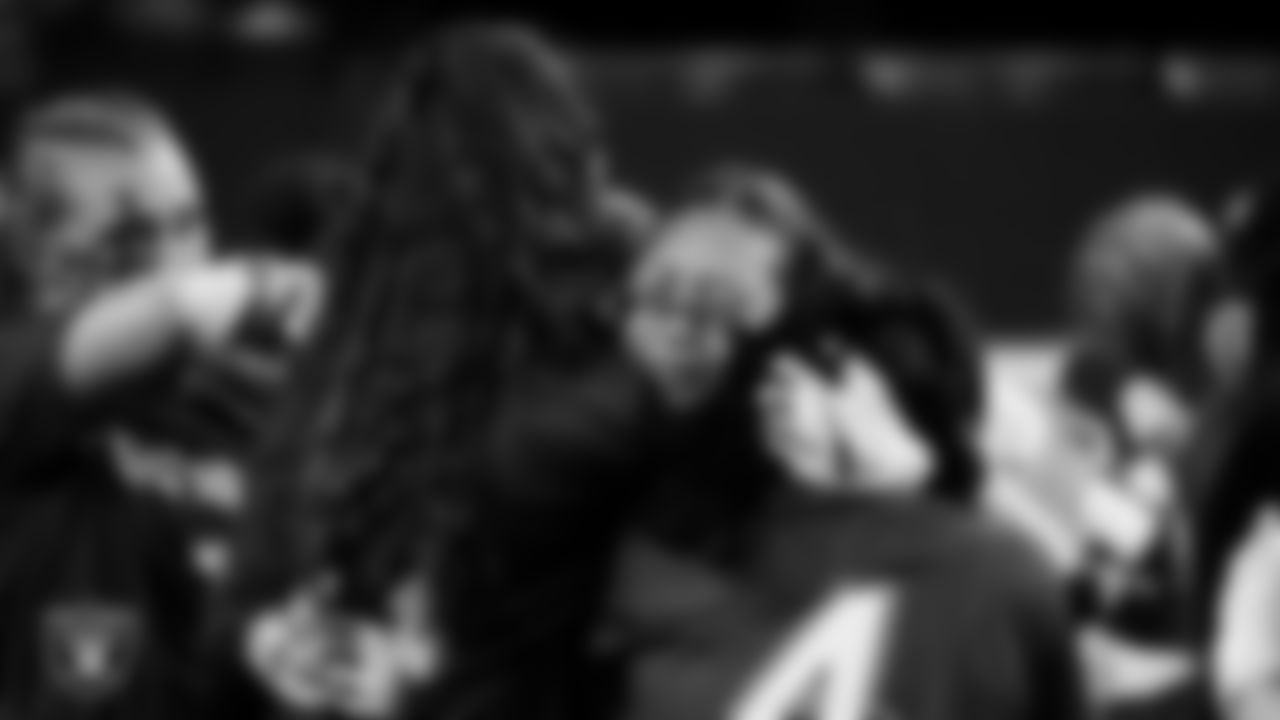 The Shadow Ridge High School flag football team celebrates after winning the NIAA 5A Flag Football State Championship game at Allegiant Stadium.