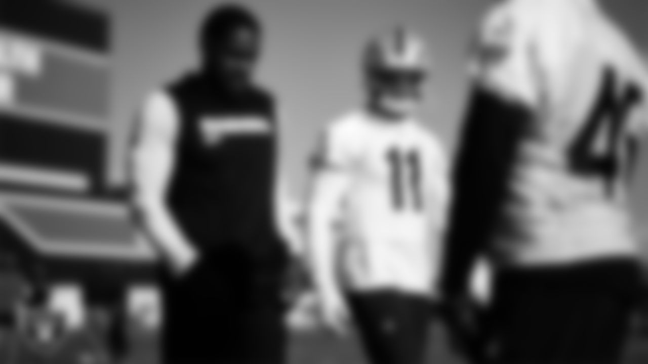 Las Vegas Raiders safety Jeremy Chinn (11) during practice at Intermountain Health Performance Center.