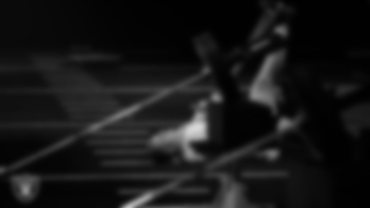 Las Vegas Raiders center Will Putnam (67) in the weight room during practice at Intermountain Health Performance Center.