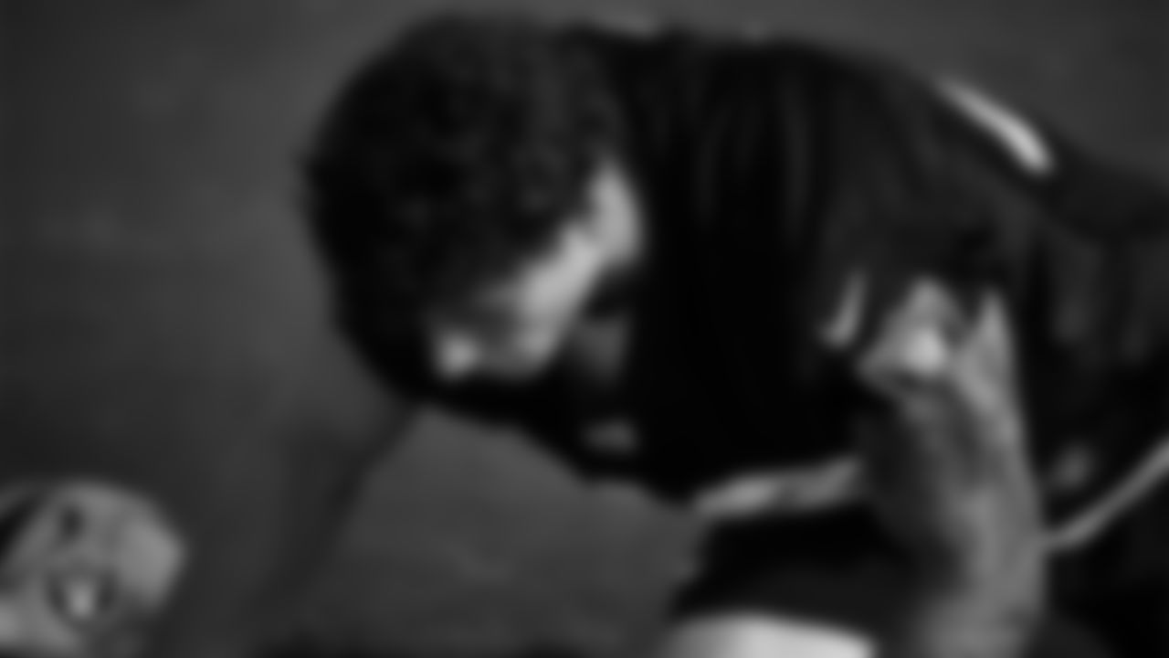 Las Vegas Raiders tight end Carter Runyon (46) during practice at Intermountain Health Performance Center.