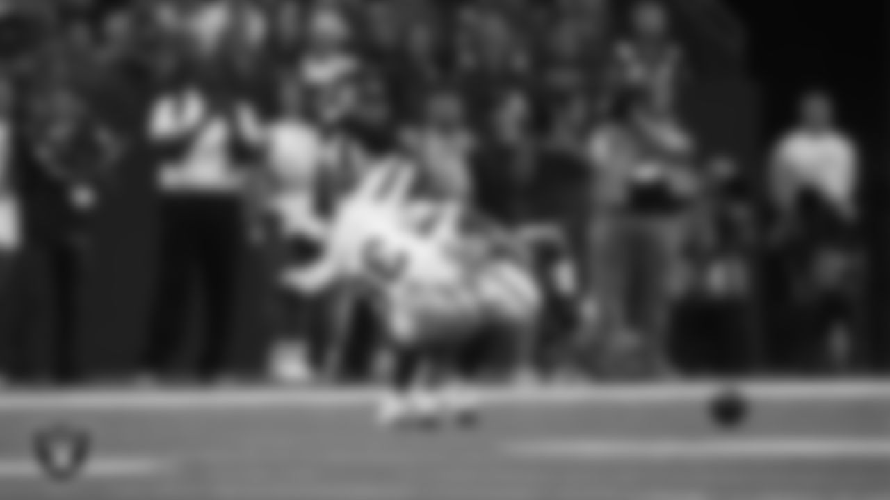 Las Vegas Raiders cornerback Kyu Blu Kelly (36) makes a tackle during the regular season away game against the Indianapolis Colts at Lucas Oil Stadium.