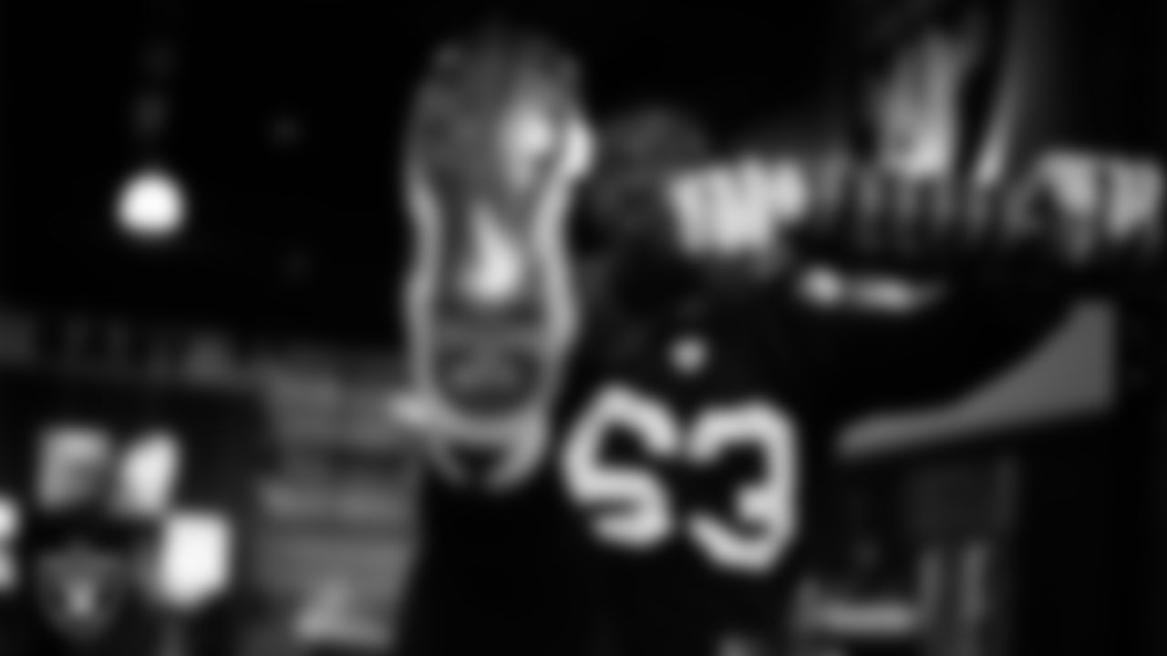 Las Vegas Raiders guard McClendon Curtis (63) in the weight room during practice at Intermountain Health Performance Center.