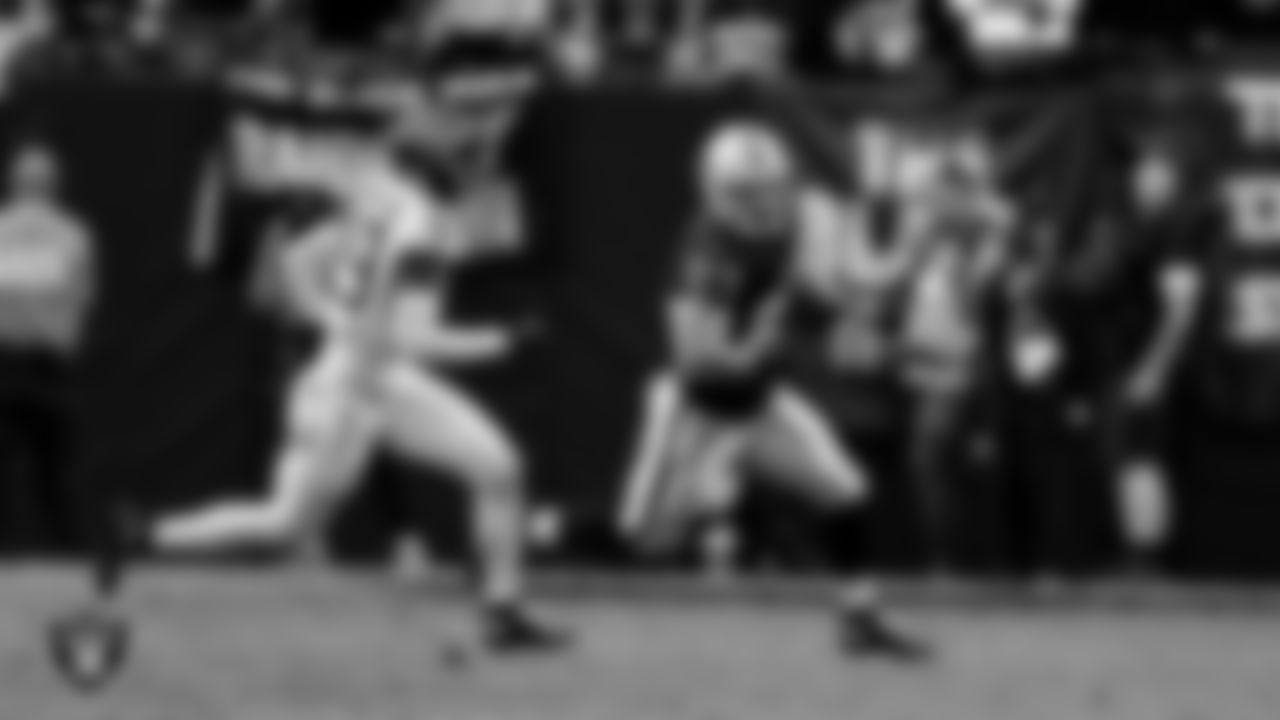 Las Vegas Raiders running back Dylan Laube (23) during the regular season home game against the Tennessee Titans at Allegiant Stadium.