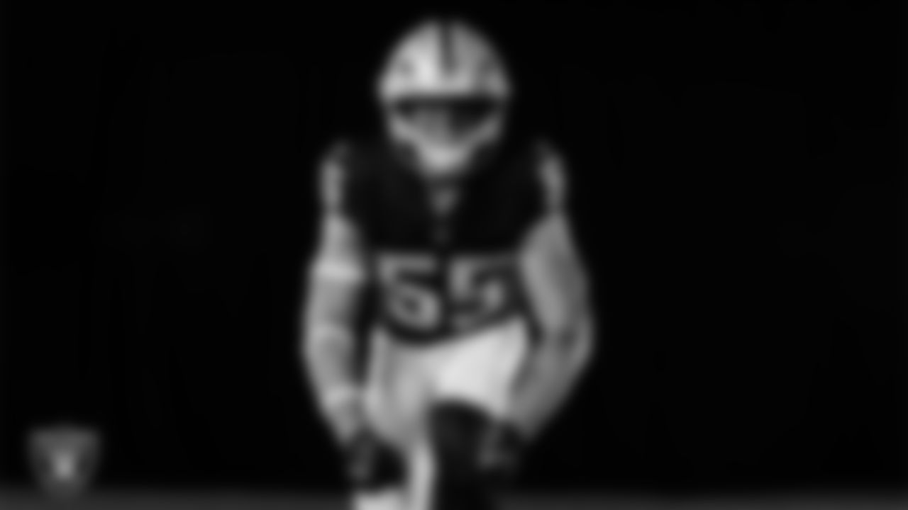 Las Vegas Raiders linebacker Cody Lindenberg (55) poses for a photo at the 2025 Raiders Media Day.