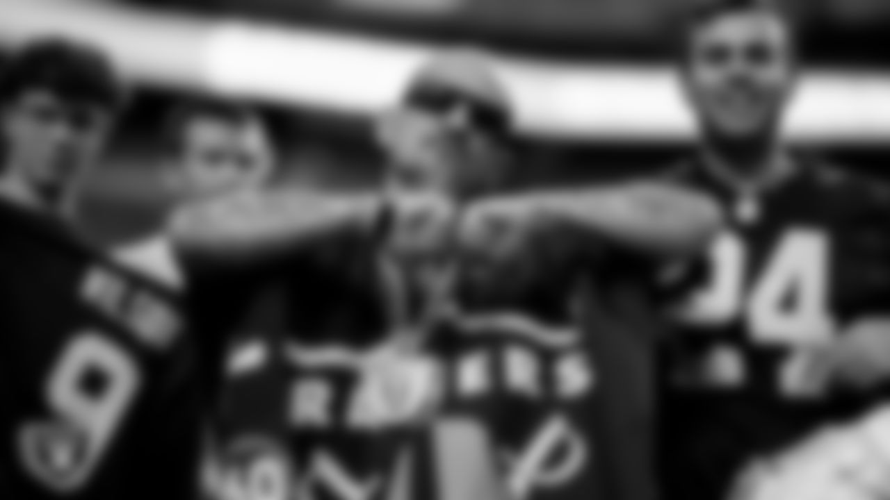 Fans before the Las Vegas Raiders' regular season home game against the Los Angeles Chargers at Allegiant Stadium.