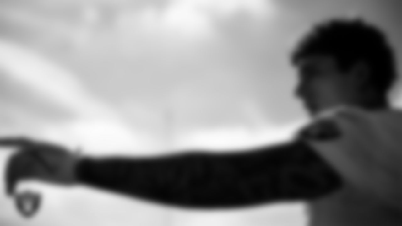 Las Vegas Raiders tight end Carter Runyon (46) during practice at Intermountain Health Performance Center.