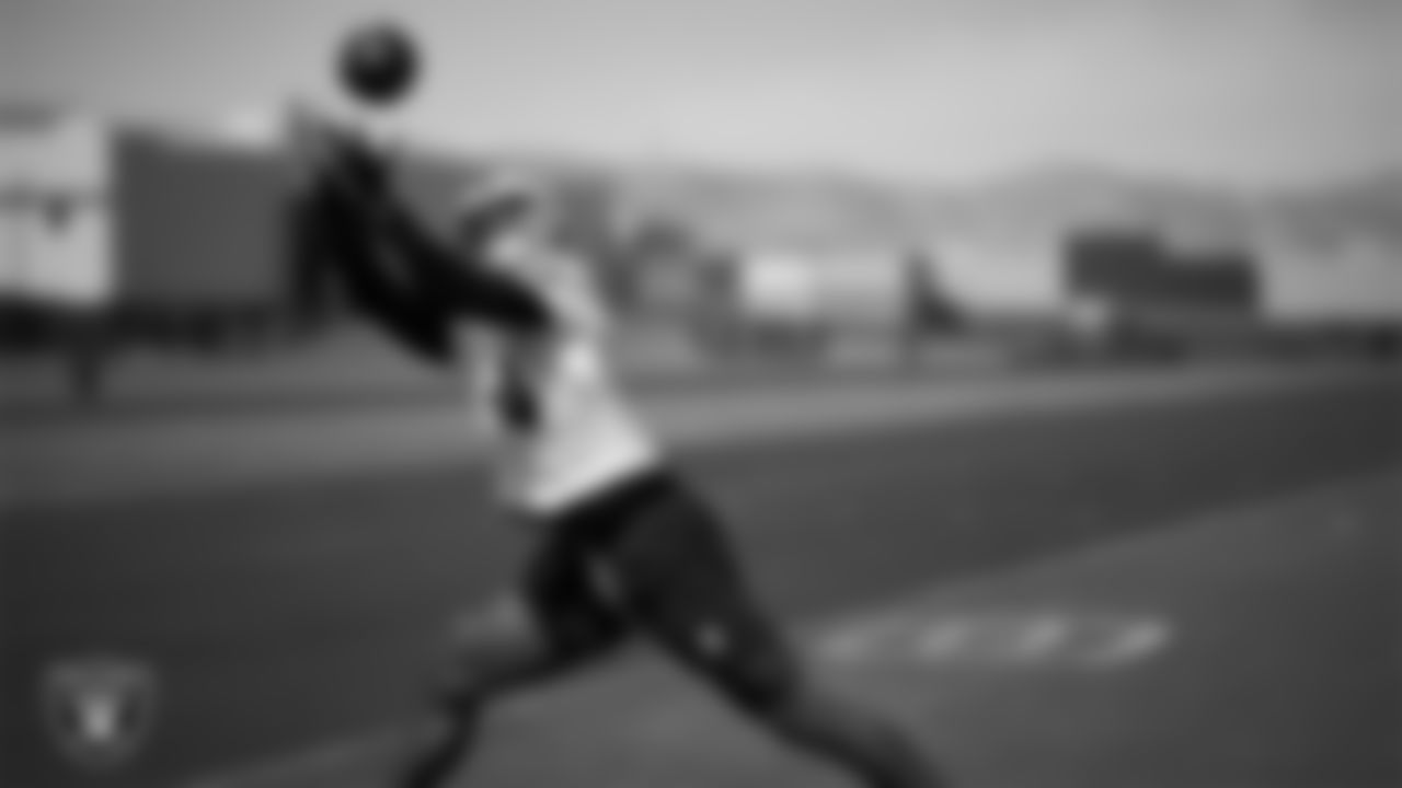 Las Vegas Raiders wide receiver Shedrick Jackson (4) at an Organized Team Activity (OTA) at Intermountain Health Performance Center.