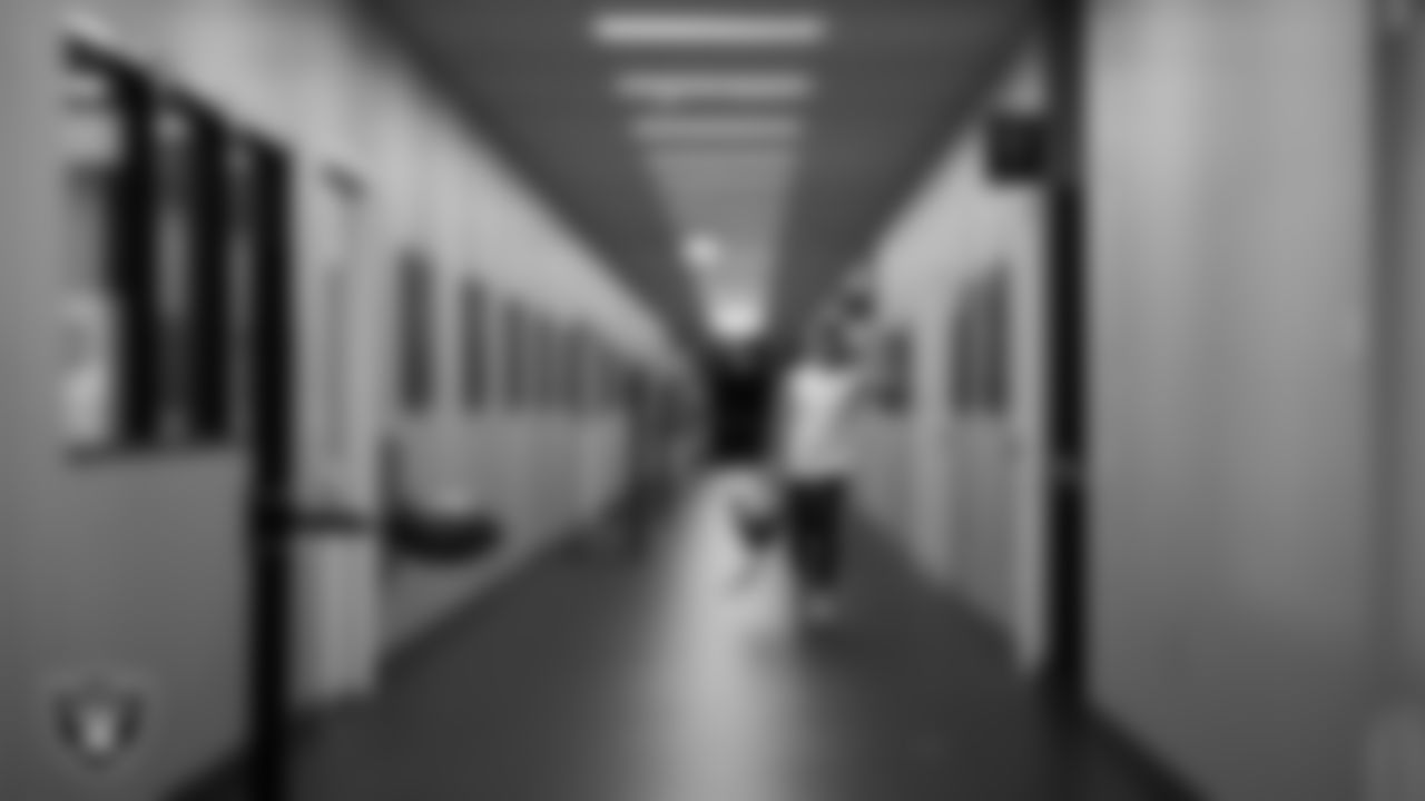 Las Vegas Raiders punter AJ Cole (6) walks out to the field for practice at Intermountain Health Performance Center.