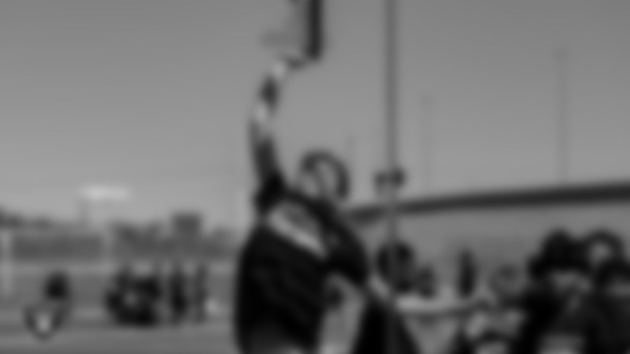 An athlete participates in a drill during the Play Football Youth Combine at Silverado High School.