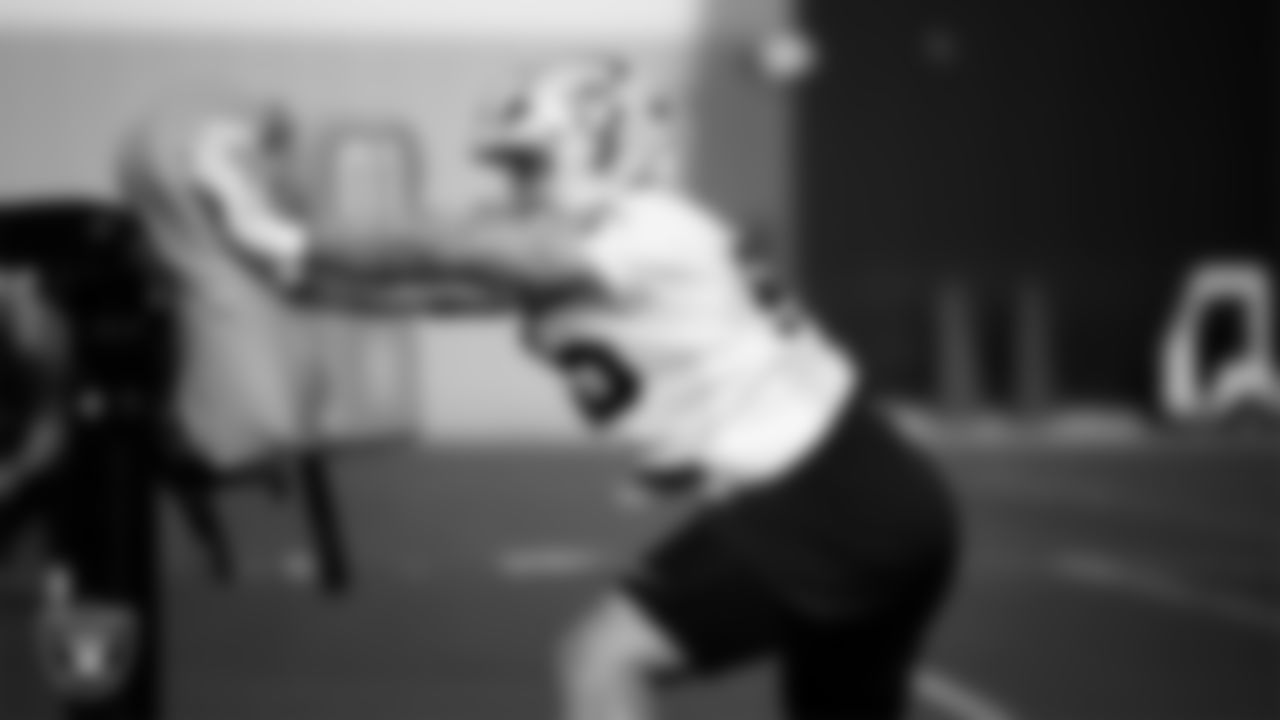 Las Vegas Raiders linebacker Cody Lindenberg (55) during practice at Intermountain Health Performance Center.