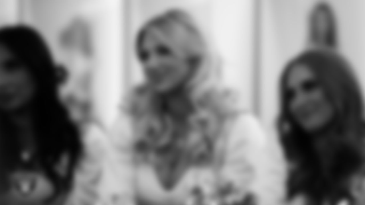 Raiderette Cori in the locker room before the regular season home game against the Los Angeles Chargers at Allegiant Stadium.