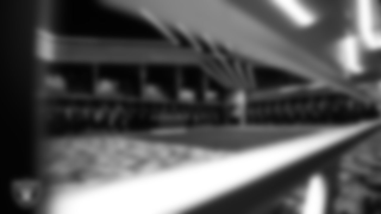 The locker room prior to the Las Vegas Raiders' arrival for their regular season home game against the Denver Broncos at Allegiant Stadium.