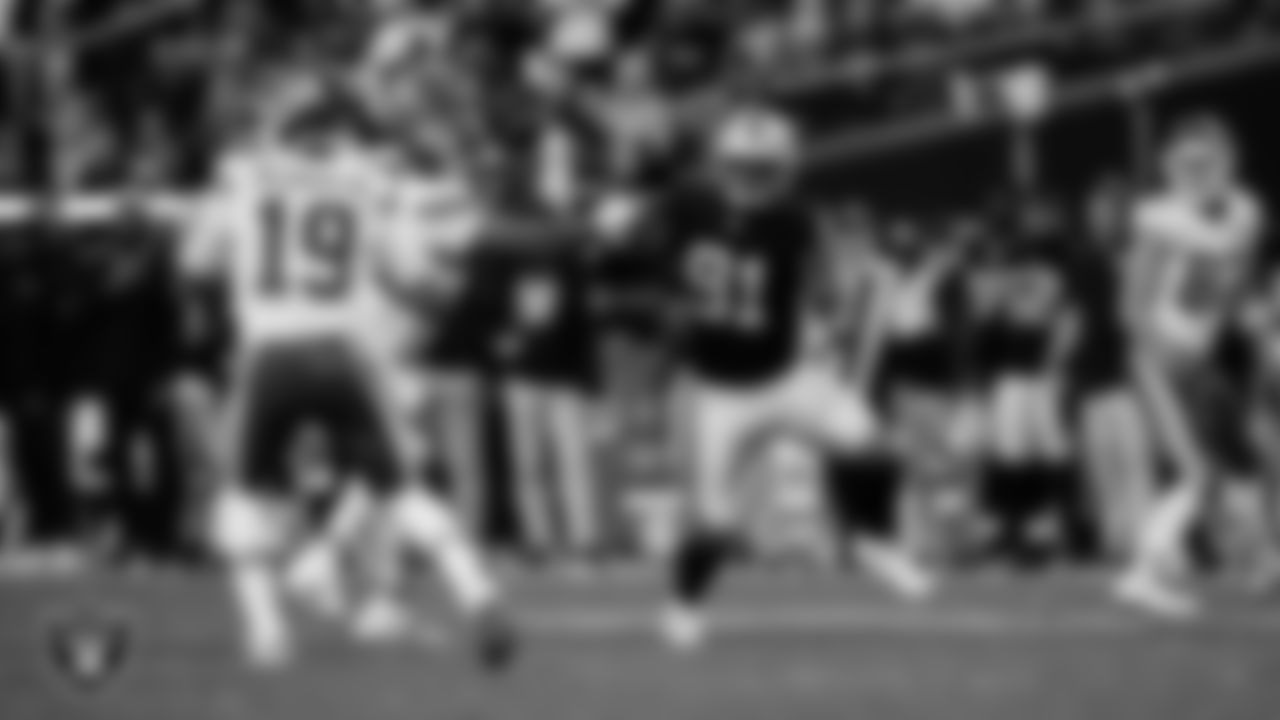 Las Vegas Raiders defensive end Jahfari Harvey (91) during the regular season home game against the Kansas City Chiefs at Allegiant Stadium.