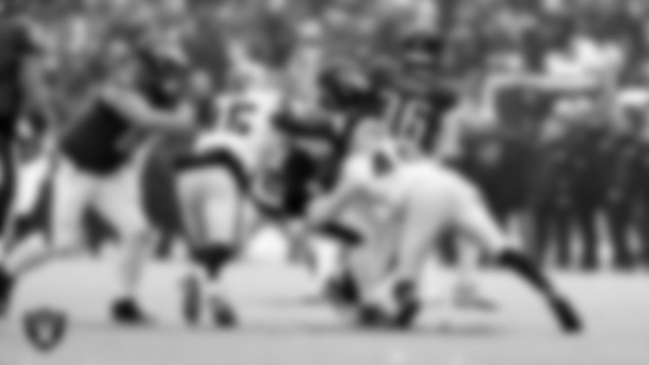 Las Vegas Raiders linebacker Devin White (45) and defensive end Charles Snowden (49) during the regular season away game against the Philadelphia Eagles at Lincoln Financial Field.