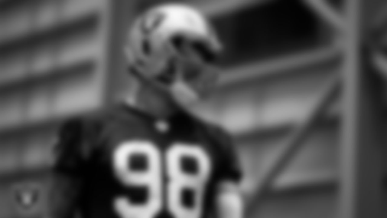 Las Vegas Raiders defensive end Maxx Crosby (98) during practice at Intermountain Health Performance Center.