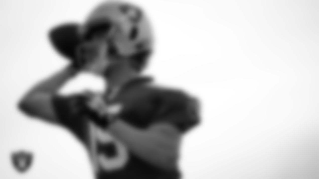 Las Vegas Raiders quarterback Kenny Pickett (15) during practice at Intermountain Health Performance Center.