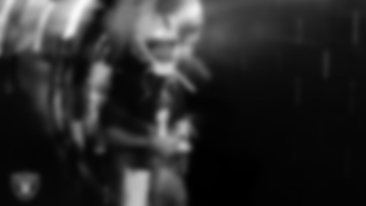 Las Vegas Raiders wide receiver Tre Tucker (1) walks down the tunnel before the regular season home game against the Jacksonville Jaguars at Allegiant Stadium.