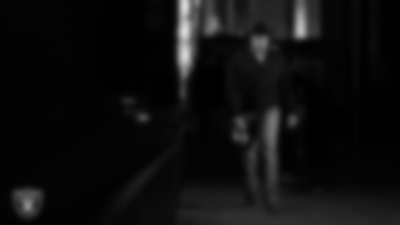 Las Vegas Raiders defensive end Tyree Wilson (9) arrives to the regular season home game against the Kansas City Chiefs at Allegiant Stadium.