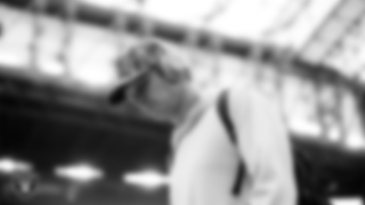 Las Vegas Raiders kicker Daniel Carlson (8) arrives to the regular season away game against the Houston Texans at NRG Stadium.