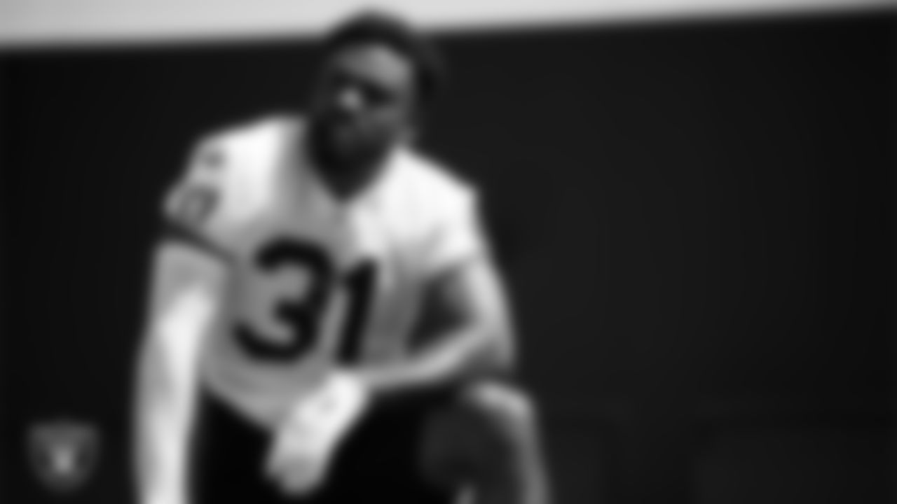 Las Vegas Raiders running back Raheem Mostert (31) at an Organized Team Activity (OTA) at Intermountain Health Performance Center.