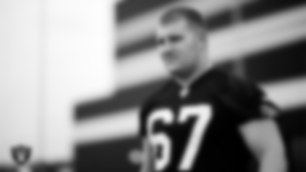Las Vegas Raiders center Will Putnam (67) during practice at Intermountain Health Performance Center.