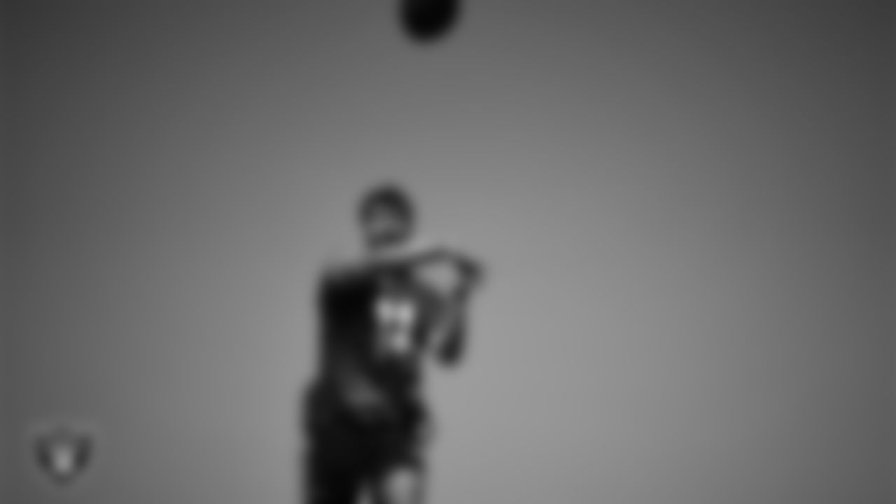 Las Vegas Raiders quarterback Carter Bradley (14) at a workout during phase two of the offseason program at Intermountain Health Performance Center.