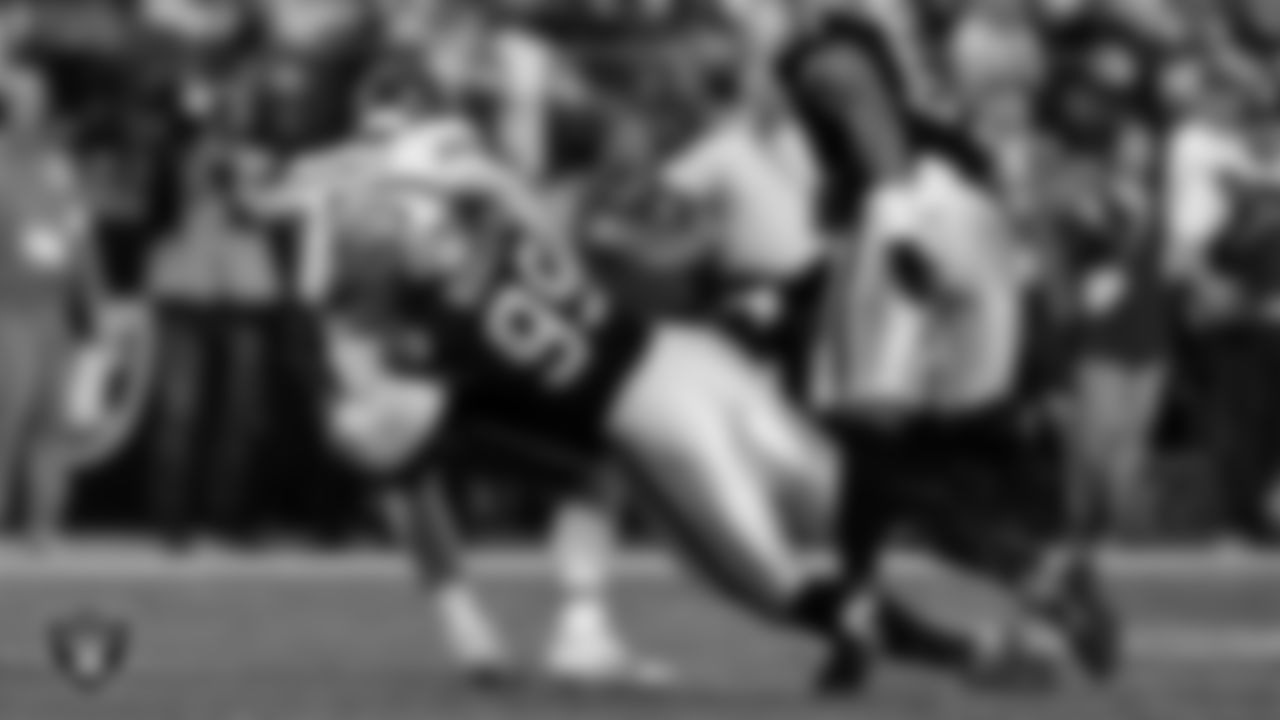 Las Vegas Raiders defensive tackle Thomas Booker IV (99) during the regular season home game against the Kansas City Chiefs at Allegiant Stadium.