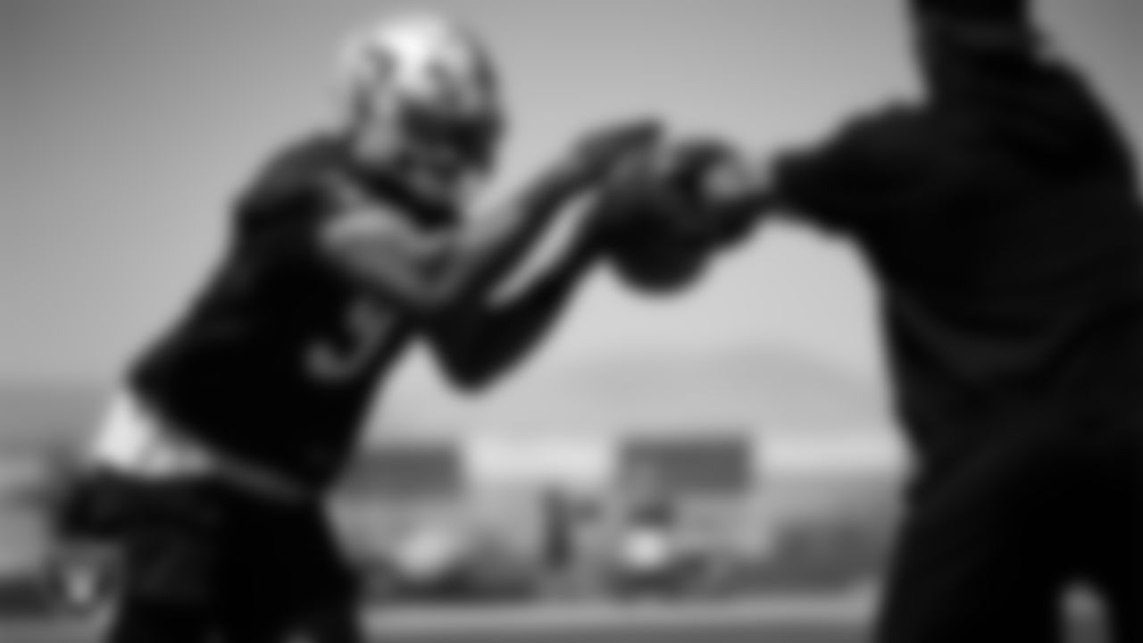 Las Vegas Raiders defensive end Tyree Wilson (9) at an Organized Team Activity (OTA) at Intermountain Health Performance Center.