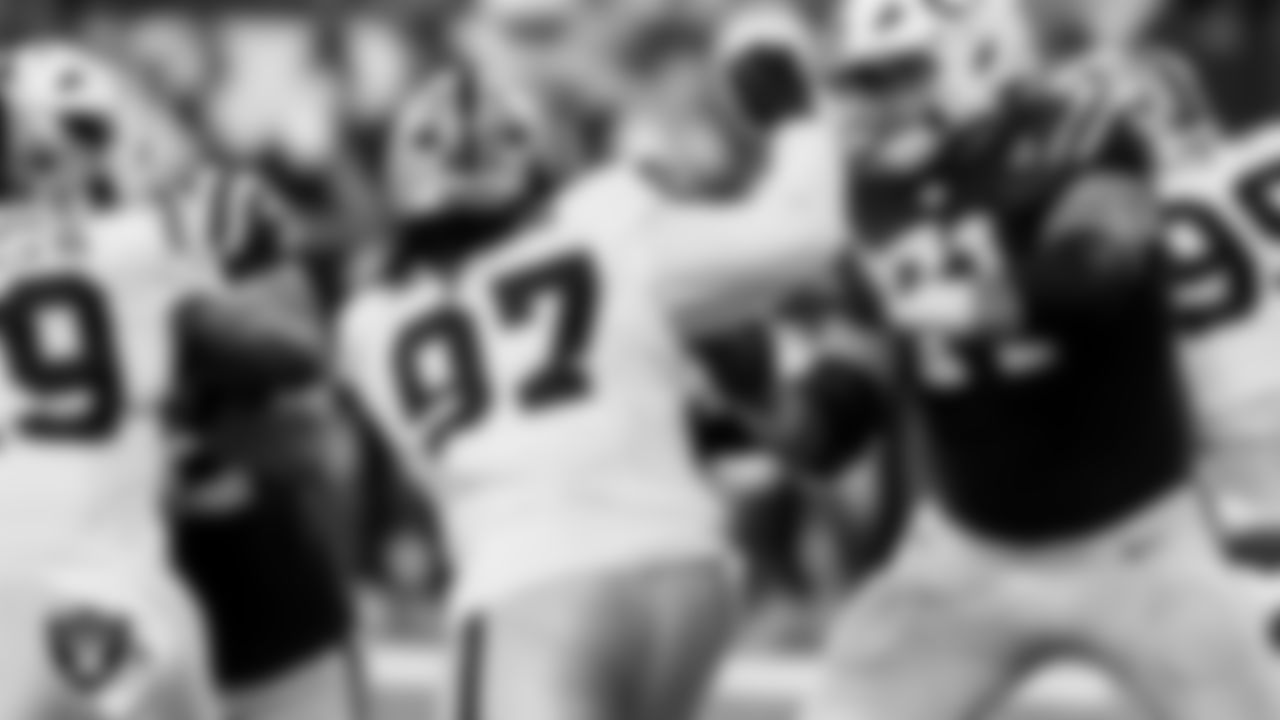 Las Vegas Raiders defensive tackle Tonka Hemingway (97) during the regular season away game against the Indianapolis Colts at Lucas Oil Stadium.
