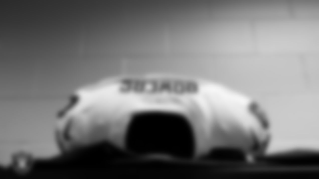 The locker room prior to the Las Vegas Raiders' arrival for their regular season away game against the Houston Texans at NRG Stadium.