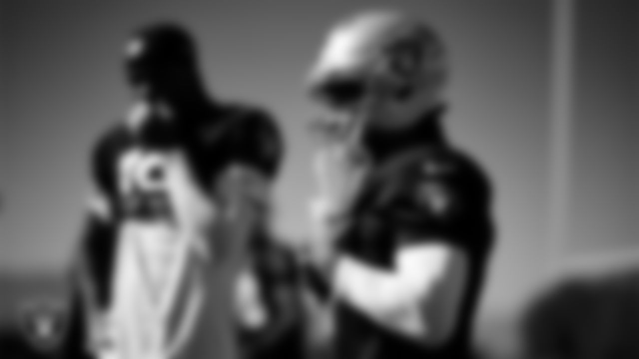 Las Vegas Raiders wide receiver Tre Tucker (1) during practice at Intermountain Health Performance Center.