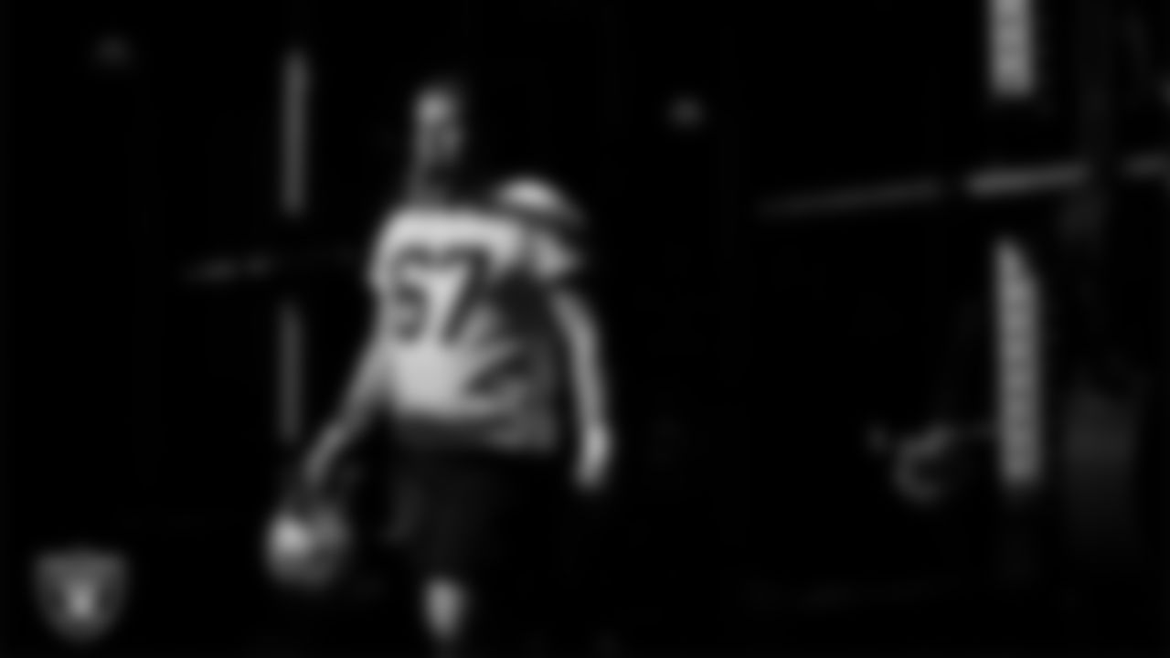 Las Vegas Raiders center Will Putnam (67) during practice at Intermountain Health Performance Center.