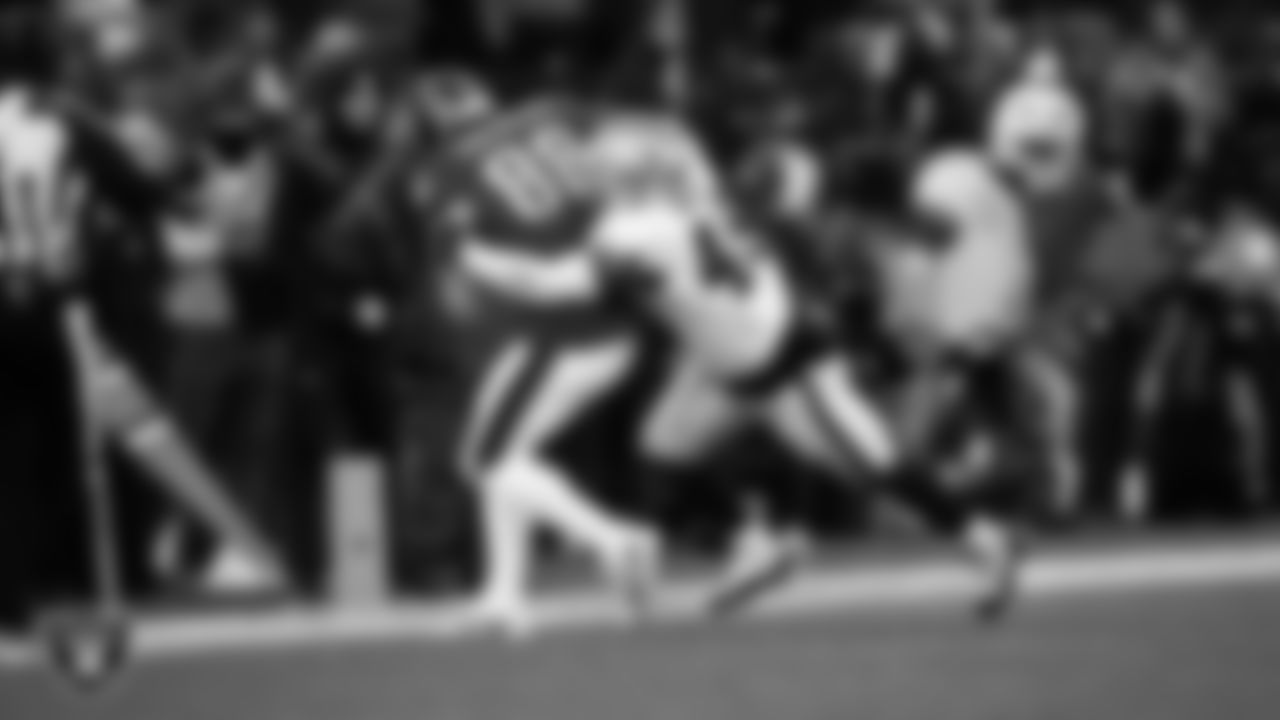 Las Vegas Raiders linebacker Devin White (45) makes a tackle during the regular season away game against the Philadelphia Eagles at Lincoln Financial Field.
