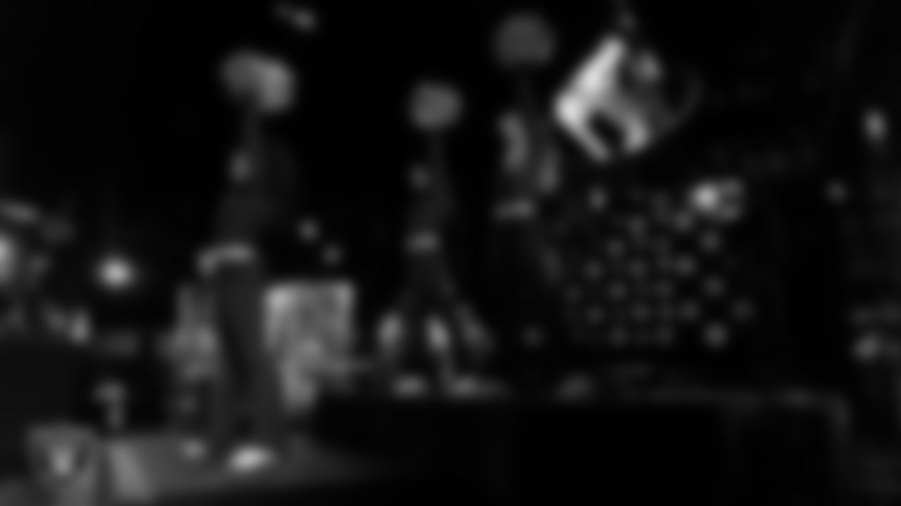 Raiderettes Shayla, Meekela and Cori perform with rapper and record producer Lil Jon during halftime at the regular season home game against the Los Angeles Chargers at Allegiant Stadium.