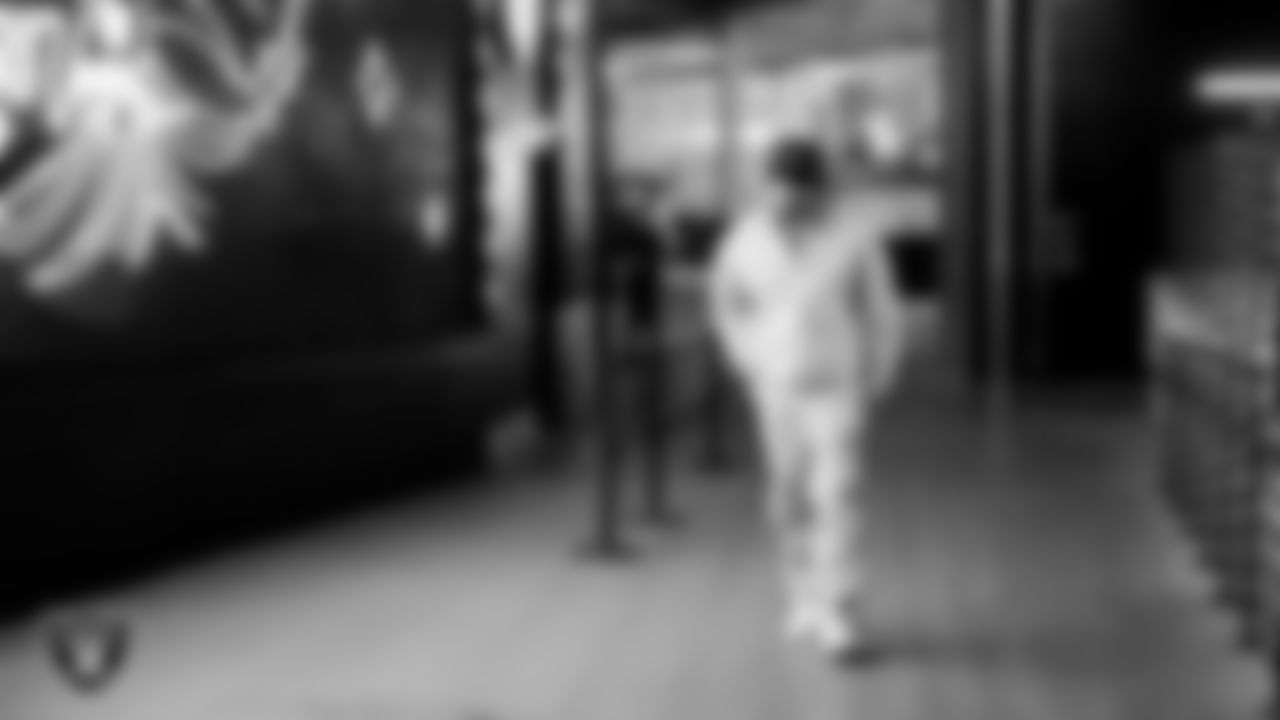 Las Vegas Raiders defensive end Maxx Crosby (98) arrives to the regular season home game against the Denver Broncos at Allegiant Stadium.