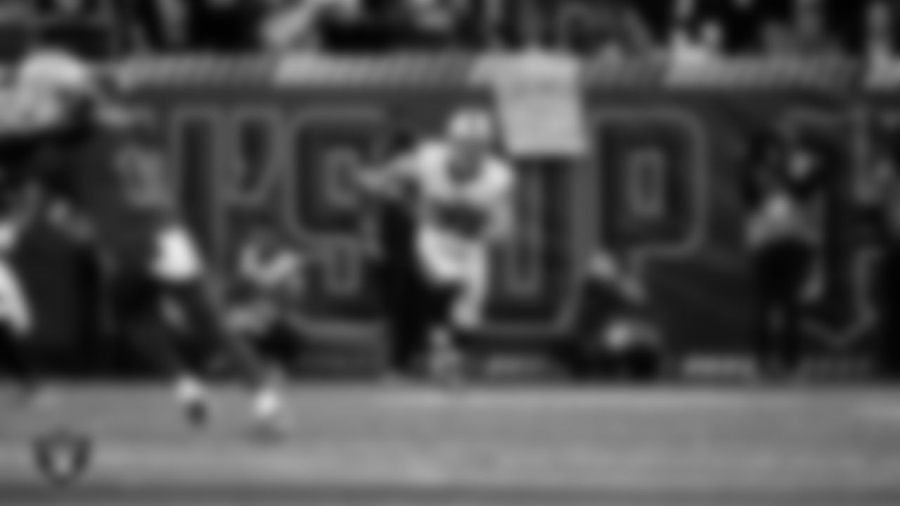 Las Vegas Raiders running back Dylan Laube (23) returns a kickoff during the regular season away game against the Houston Texans at NRG Stadium.