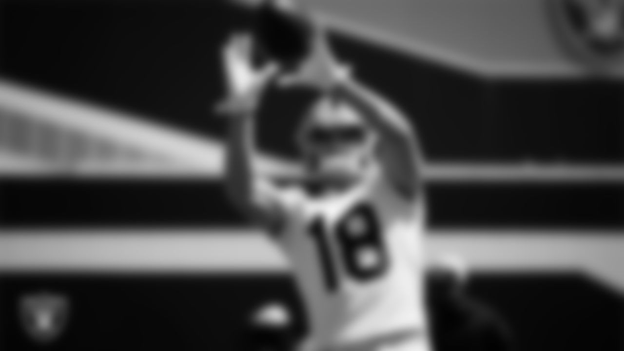 Las Vegas Raiders wide receiver Jack Bech (18) at an Organized Team Activity (OTA) at Intermountain Health Performance Center.