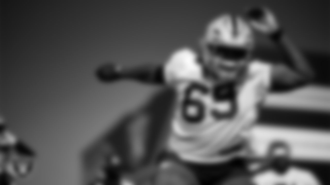 Las Vegas Raiders defensive tackle Adam Butler (69) during practice at Intermountain Health Performance Center.