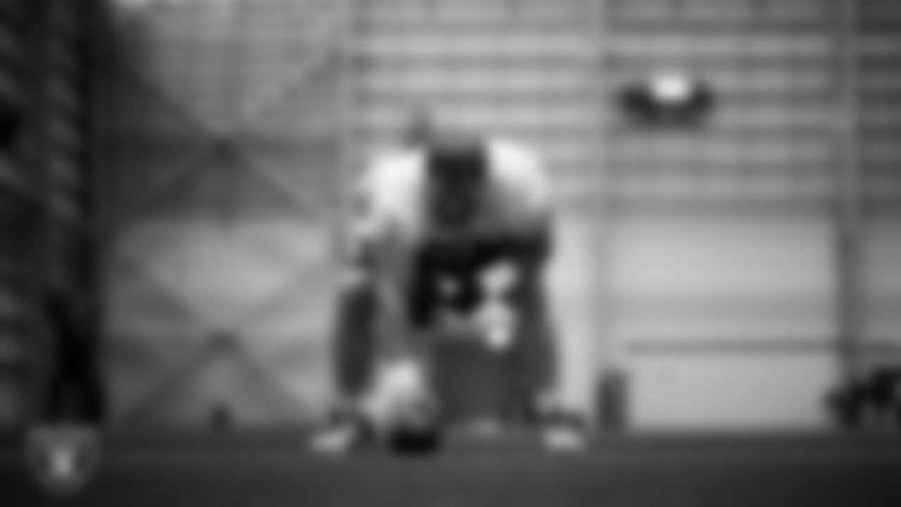 Las Vegas Raiders center/guard Jordan Meredith (61) during practice at Intermountain Health Performance Center.