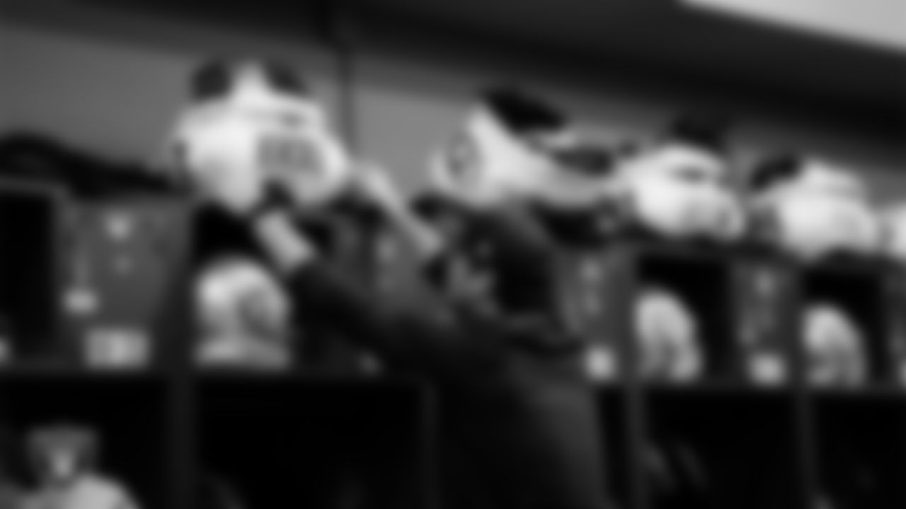 The locker room prior to the Las Vegas Raiders' arrival for their regular season away game against the Indianapolis Colts at Lucas Oil Stadium.