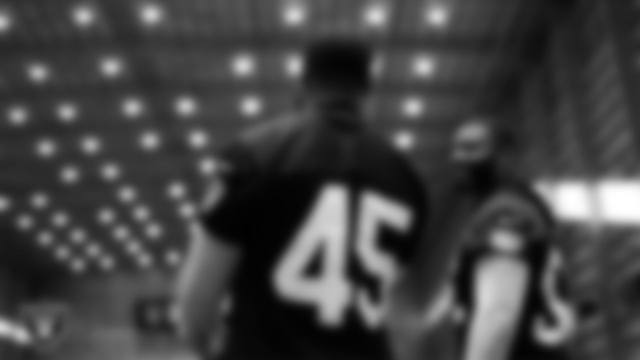 Las Vegas Raiders linebacker Elandon Roberts (52) during practice at Intermountain Health Performance Center.