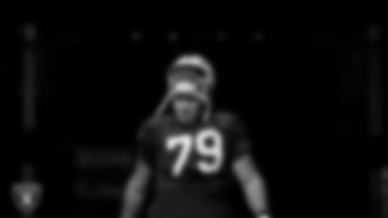 Las Vegas Raiders offensive lineman Laki Tasi (79) during practice at Intermountain Health Performance Center.