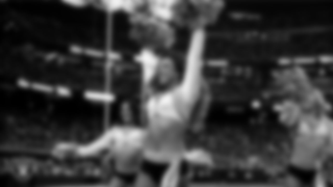 Raiderette Lexie on the sidelines during the regular season home game against the Denver Broncos at Allegiant Stadium.