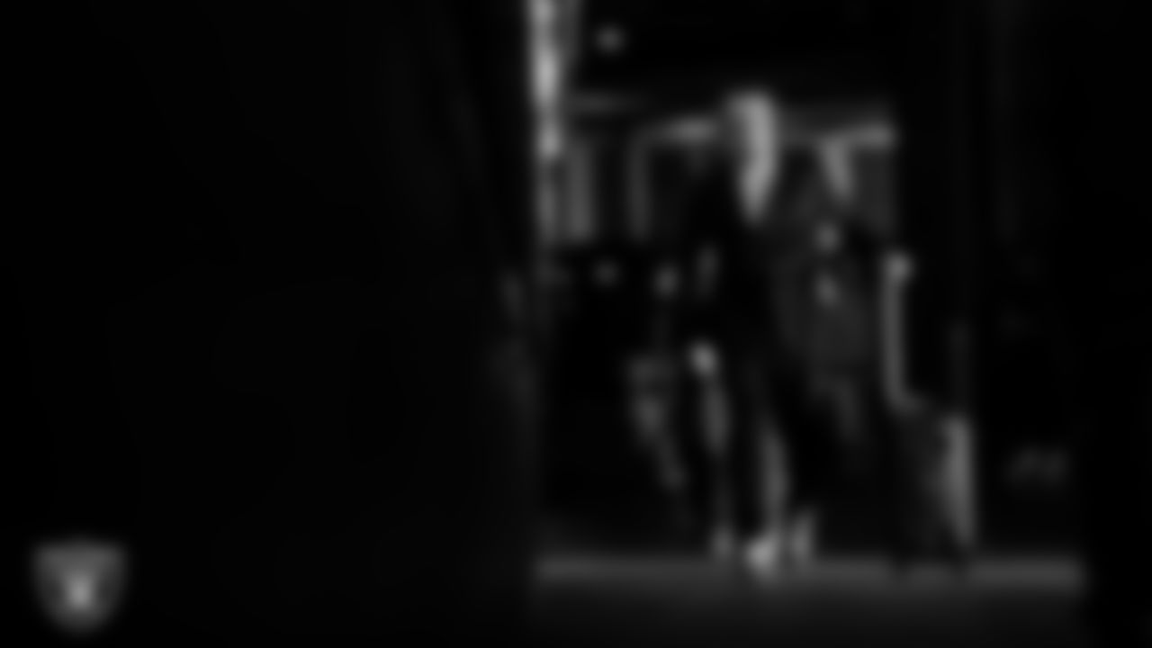 Las Vegas Raiders running back Dylan Laube (23) arrives to the regular season home game against the Jacksonville Jaguars at Allegiant Stadium.