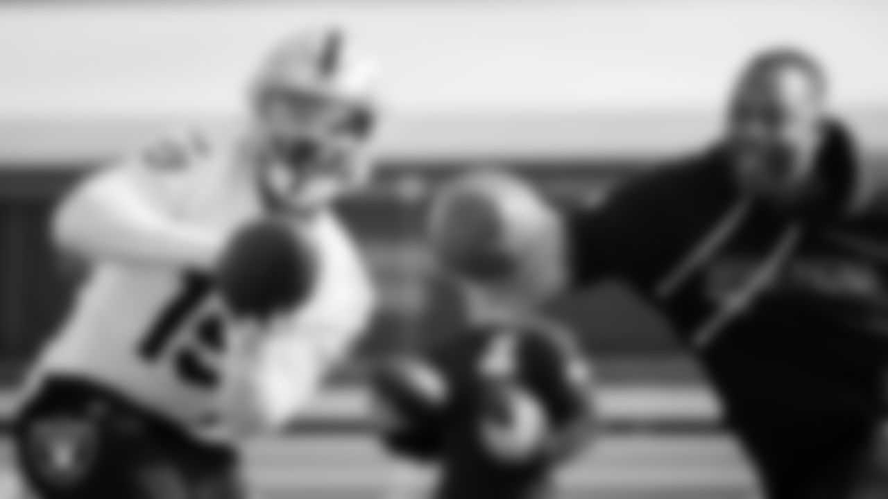 Las Vegas Raiders wide receiver DJ Turner (19) during practice at Intermountain Health Performance Center.