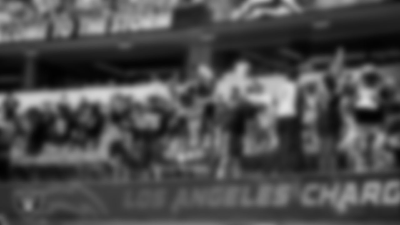 Fans before the Las Vegas Raiders' regular season away game against the Los Angeles Chargers at SoFi Stadium.